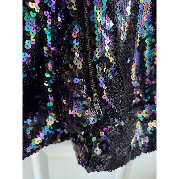 Alex Perry Iris Petrol Blue Sequins Shoulder Pads Draped Mini dress US size 10 - Picture 5 of 14